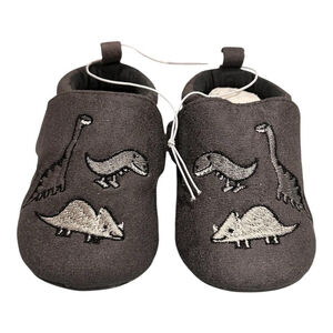 Joe Fresh Slipper Booties Boys Size 6-12 Months Gray Dinosaur Soft Sole Non Slip